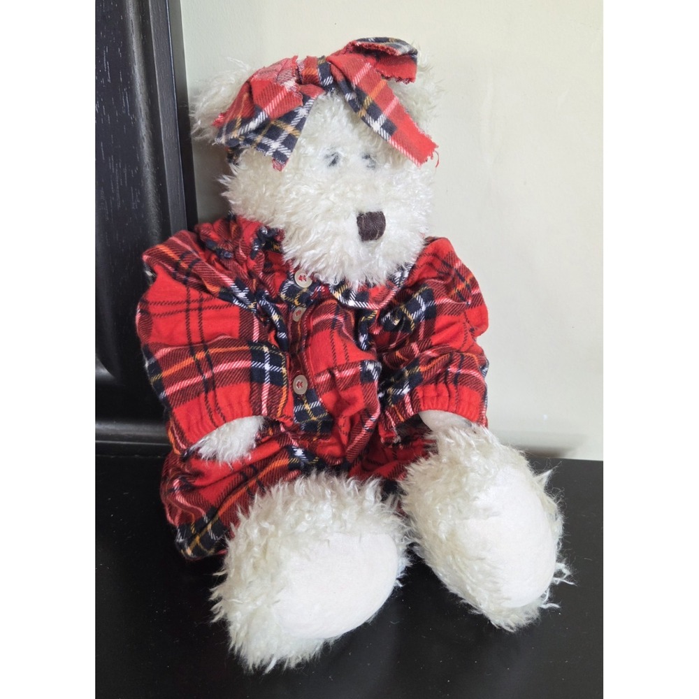 Vintage 1985 - 1996 Boyds Bears Collectible Ophelia in Red Plaid PJ's